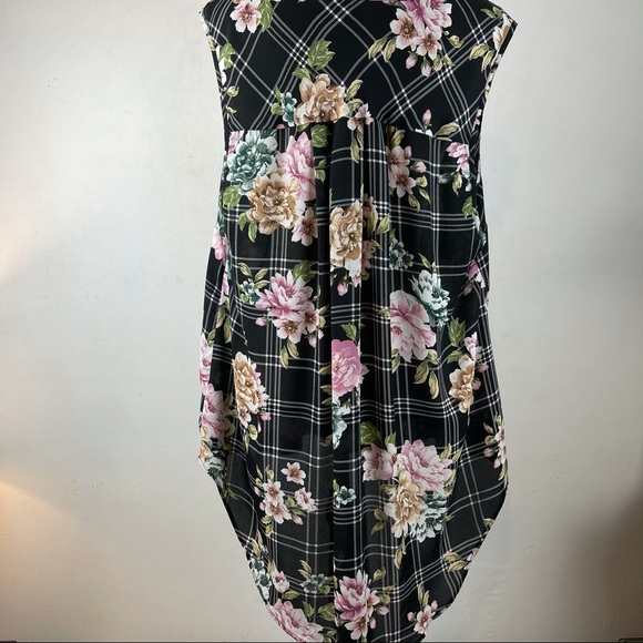 Torrid Harper Blouse Georgette Black Plaid Floral Size 2X - Picture 4 of 7